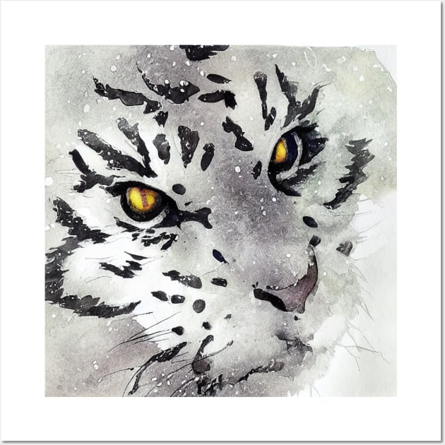 Tiger in Snowing Winter Wall Art by fistikci